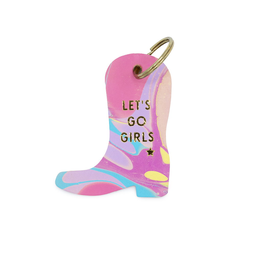 "Let's Go Girls" Cowboy Boot Keychain