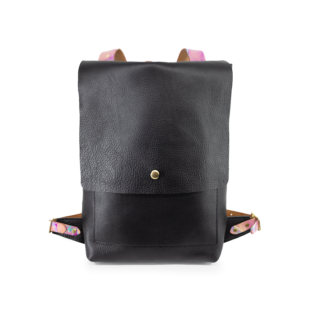 black leather handbag backpack Nombongo 15.6 Inch Laptop Daypack for Women stained buffalo leather that grows in character and beauty and builds a rich patina as it ages The Philos Black Leather Backpack