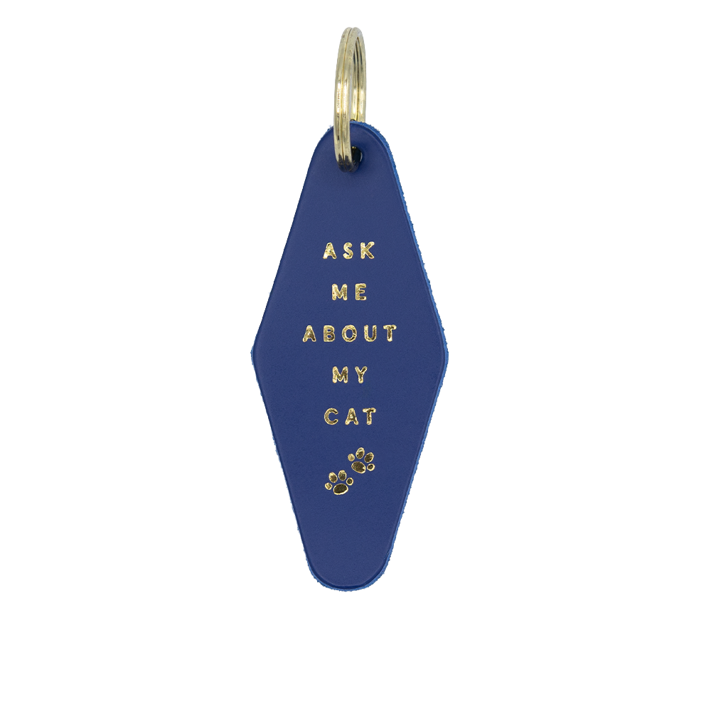"Ask Me About My Cat" Hotel Keychain