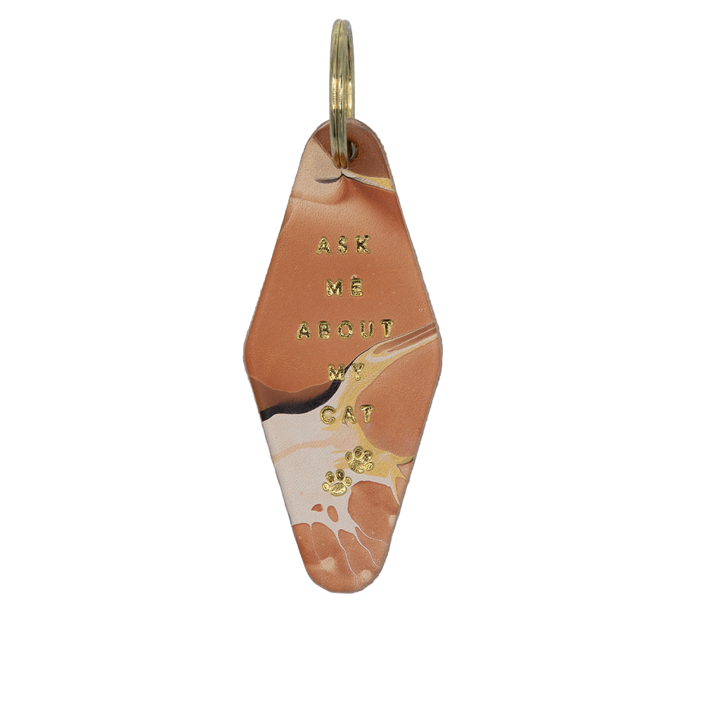"Ask Me About My Cat" Hotel Keychain