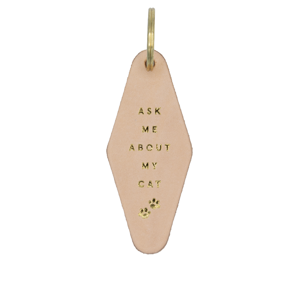 "Ask Me About My Cat" Hotel Keychain