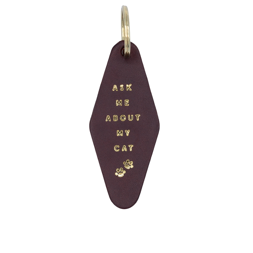 "Ask Me About My Cat" Hotel Keychain