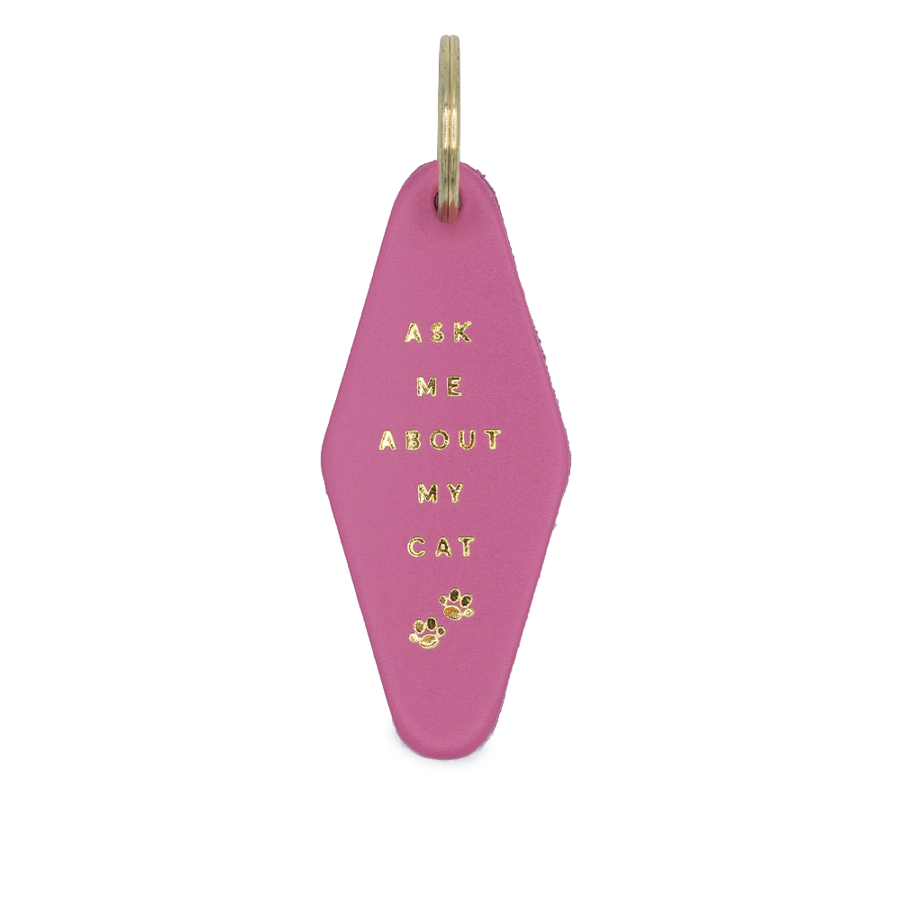 "Ask Me About My Cat" Hotel Keychain